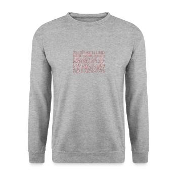 "Apotheke Risiken Nebenwirkung | Apotheke" - Unisex Pullover - Weißgrau meliert - Vorne - Alina (178cm) & Michal (187cm)