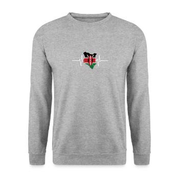 Kenia Herzschlag Flagge Vintage Kenia - Unisex Pullover - Weißgrau meliert - Vorne - Alina (178cm) & Michal (187cm)