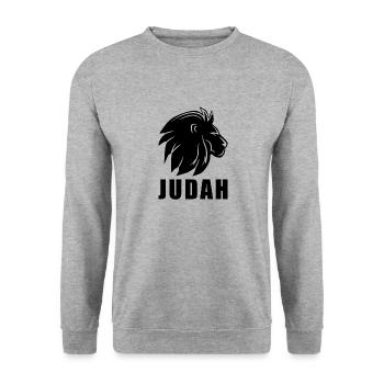 Judah Flagge Rasta Reggae Reggaeton Musik Löwe - Unisex Pullover - Weißgrau meliert - Vorne - Alina (178cm) & Michal (187cm)