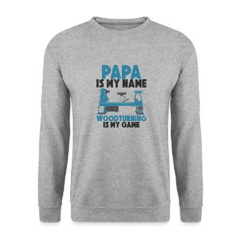 Woodturning Masters Papa Wood Lathe Carpentry - Unisex Sweatshirt - salt & pepper - Front - Alina (178cm) & Michal (187cm)