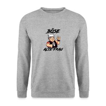 Böse alte Frau Totenkopf Damen Rockerin - Unisex Pullover - Weißgrau meliert - Vorne - Alina (178cm) & Michal (187cm)