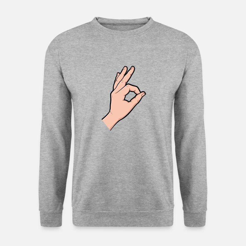 OK Hand Meme Spiel Reingeschaut Reingeguckt - Unisex Pullover - Weißgrau meliert