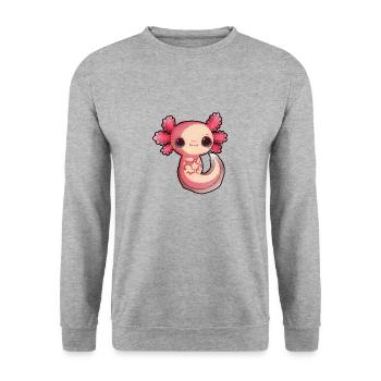 Cute Baby Axolotl Pastel Goth Lover Salamander Fun - Unisex Sweatshirt - salt & pepper - Front - Alina (178cm) & Michal (187cm)