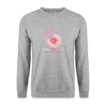 Pink Daisy Flower Faith Hope Love Breast Cancer Aw - Unisex Pullover - Weißgrau meliert - Vorne - Alina (178cm) & Michal (187cm)