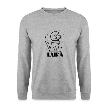 Soviet Communism Laika Gagarin Silhouette - Unisex Pullover - Weißgrau meliert - Vorne - Alina (178cm) & Michal (187cm)