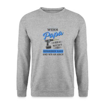 Papa Vater reparieren Heimwerker Werkzeug - Unisex Pullover - Weißgrau meliert - Vorne - Alina (178cm) & Michal (187cm)