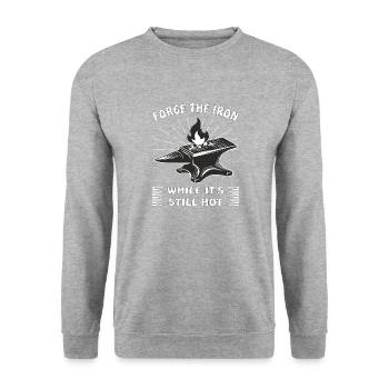 ANVIL BLACKSMITH FORGE LE FER ALORS QU’IL EST ENCORE CHAUD - Sweat-shirt Unisexe - gris chiné - Devant - Alina (178cm) & Michal (187cm)