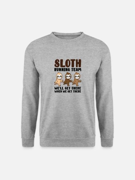 Sloth Running Team We Will Get There When We Get - Unisex Pullover - Weißgrau meliert