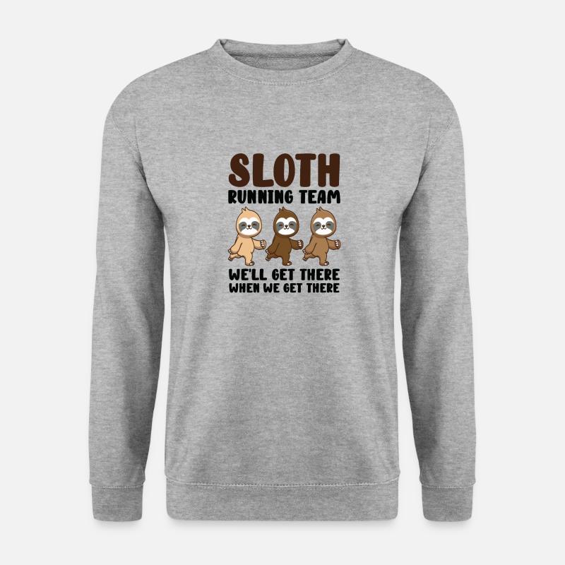 Sloth Running Team We Will Get There When We Get - Unisex Pullover - Weißgrau meliert