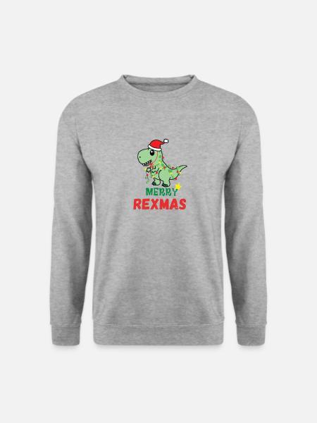 MERRY REXMAS T REX WEIHNACHTEN - Unisex Pullover - Weißgrau meliert