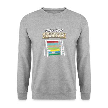 CHEF VOM RECHENZENTRUM - Unisex Pullover - Weißgrau meliert - Vorne - Alina (178cm) & Michal (187cm)