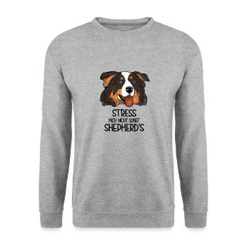 Aussie Stress Mich Nicht Sonst Shepherd's - Unisex Pullover - Weißgrau meliert - Vorne - Alina (178cm) & Michal (187cm)