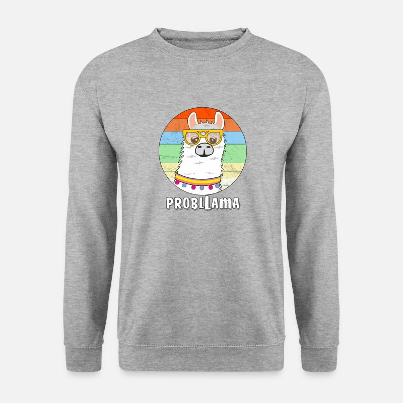 LAMA PROBLLAMA - Unisex Pullover - Weißgrau meliert