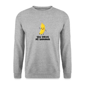 Du fährst mich BANANEN Kawaii - Unisex Pullover - Weißgrau meliert - Vorne - Alina (178cm) & Michal (187cm)