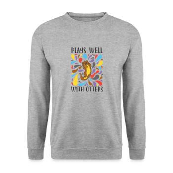 Plays Well With Otter Rodent Marten Otter - Unisex Sweatshirt - salt & pepper - Front - Alina (178cm) & Michal (187cm)