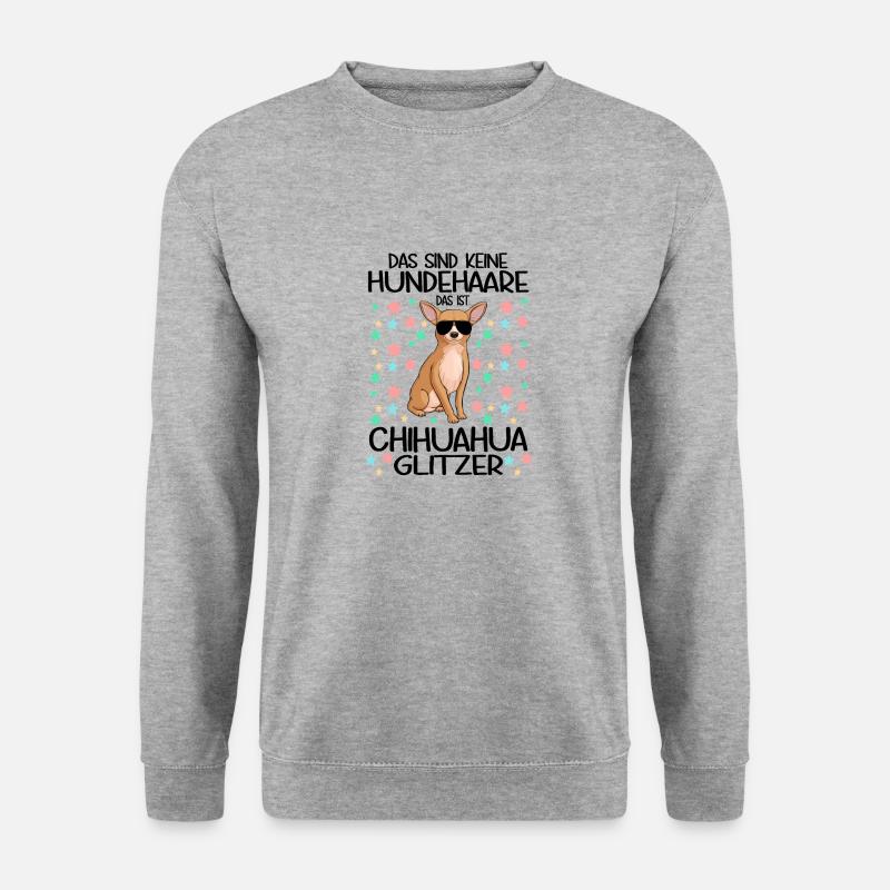 Das sind keine Hundehaare Chihuahua Glitzer - Unisex Pullover - Weißgrau meliert