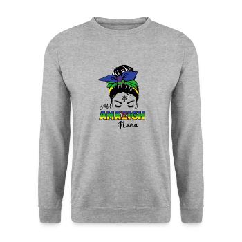 ALLE AMAZIGH NANA - KABYLE WOMAN - Unisex Pullover - Weißgrau meliert - Vorne - Alina (178cm) & Michal (187cm)