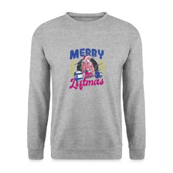 Merry Liftmas Bodybuilder Santa Powerlifting - Sweat-shirt Unisexe - gris chiné - Devant - Alina (178cm) & Michal (187cm)