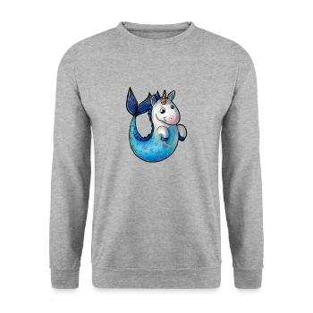 Caricature de sirène de licorne - Sweat-shirt Unisexe - gris chiné - Devant - Alina (178cm) & Michal (187cm)
