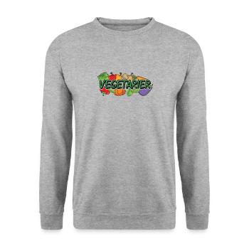 Vegetarier Vegan Shirt Gemüse Essen Umwelt - Unisex Pullover - Weißgrau meliert - Vorne - Alina (178cm) & Michal (187cm)