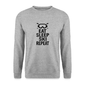 Eat Sleep Ski Repeat - Unisex Pullover - Weißgrau meliert - Vorne - Alina (178cm) & Michal (187cm)