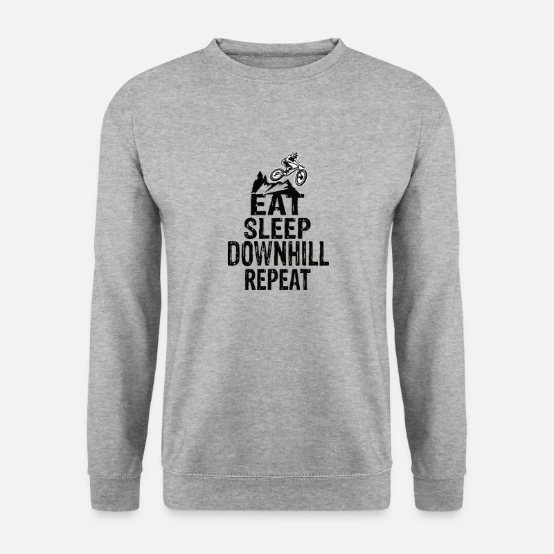 Eat Sleep Downhill Repeat - Unisex Pullover - Weißgrau meliert