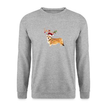 Christmas Pembroke Welsh Corgi Dog - Unisex Sweatshirt - salt & pepper - Front - Alina (178cm) & Michal (187cm)