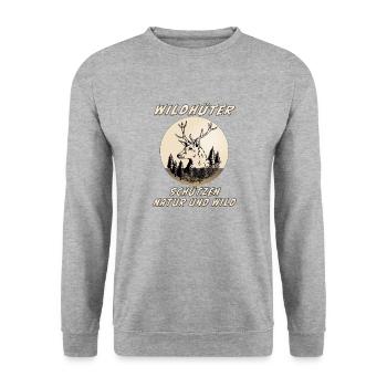 Wildhüter schützen Natur und Wild - Unisex Pullover - Weißgrau meliert - Vorne - Alina (178cm) & Michal (187cm)