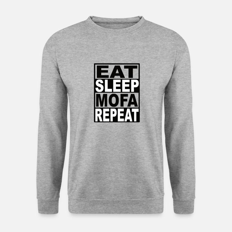 Eat Sleep Mofa Repeat - Unisex Pullover - Weißgrau meliert