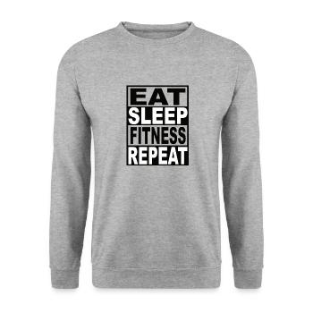 Eat Sleep Fitness Repeat - Unisex Pullover - Weißgrau meliert - Vorne - Alina (178cm) & Michal (187cm)