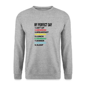 Mein Perfekter Tag Schwimmen - Unisex Pullover - Weißgrau meliert - Vorne - Alina (178cm) & Michal (187cm)