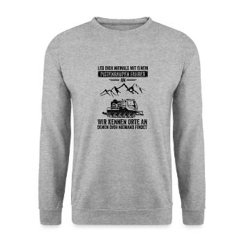 Leg dich niemals mit einem pistenraupen fahrer - Unisex Pullover - Weißgrau meliert - Vorne - Alina (178cm) & Michal (187cm)