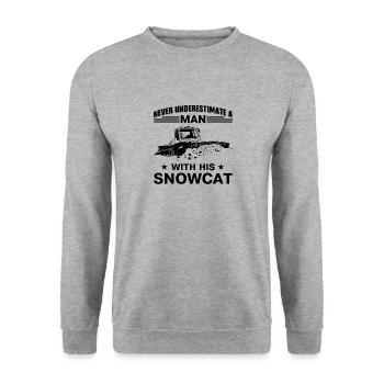 Never underestimate a man with his snowcat - Unisex Pullover - Weißgrau meliert - Vorne - Alina (178cm) & Michal (187cm)