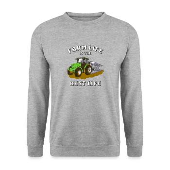 TRACTOR PLOUGH FARM LIFE IS THE BEST LIFE - Unisex Sweatshirt - salt & pepper - Front - Alina (178cm) & Michal (187cm)