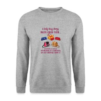 I Only Buy Bags Shopping Taschen Handtaschen - Unisex Pullover - Weißgrau meliert - Vorne - Alina (178cm) & Michal (187cm)