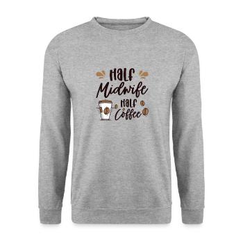 Half Midwife Half Coffee Geburtshelferin Hebamme - Unisex Pullover - Weißgrau meliert - Vorne - Alina (178cm) & Michal (187cm)