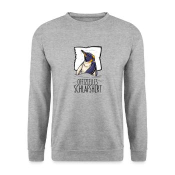 Offizielles Schlafshirt Pinguin Schlafanzug - Unisex Pullover - Weißgrau meliert - Vorne - Alina (178cm) & Michal (187cm)