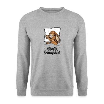 Offizielles Schlafshirt Hase Kaninchen Schlafanzug - Unisex Pullover - Weißgrau meliert - Vorne - Alina (178cm) & Michal (187cm)