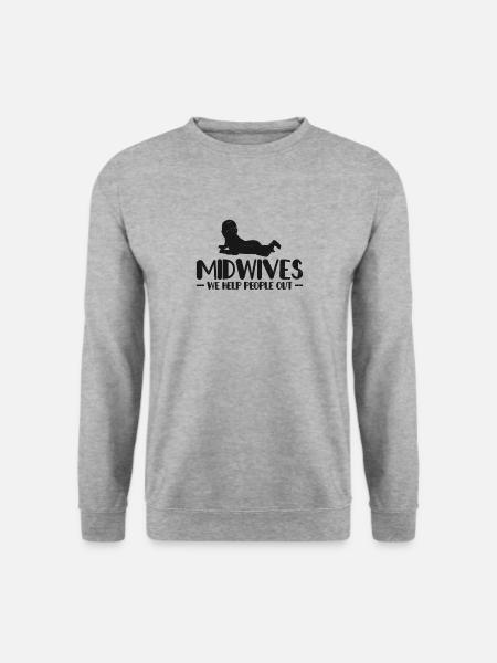Midwives We Help People Out Geburtshilfe Hebamme - Unisex Pullover - Weißgrau meliert