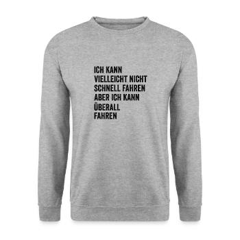 Allradantrieb Spruch Geländewagen Offroad - Unisex Pullover - Weißgrau meliert - Vorne - Alina (178cm) & Michal (187cm)