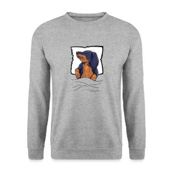 Sleeping Dachshund Dachshund Teckel Bed - Unisex Sweatshirt - salt & pepper - Front - Alina (178cm) & Michal (187cm)
