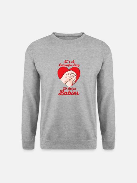 Baby Geburt Hebamme Geburtshilfe Geburtshelferin - Unisex Pullover - Weißgrau meliert