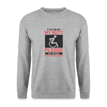 If You Can See My Butt Put Me Back Rollstuhl - Unisex Pullover - Weißgrau meliert - Vorne - Alina (178cm) & Michal (187cm)