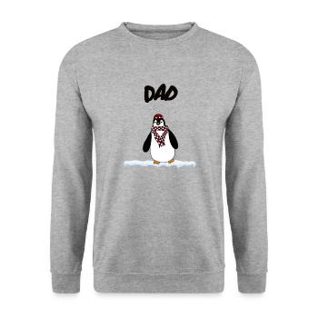 Pinguin Dad - Unisex Pullover - Weißgrau meliert - Vorne - Alina (178cm) & Michal (187cm)