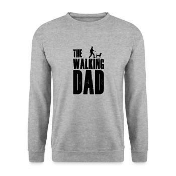 The Walking Dad - Hund Dog Papa Vatertag - Unisex Pullover - Weißgrau meliert - Vorne - Alina (178cm) & Michal (187cm)