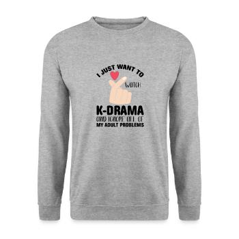 K-Drama Kdrama Korea Seoul Ramen Hallyu - Unisex Pullover - Weißgrau meliert - Vorne - Alina (178cm) & Michal (187cm)