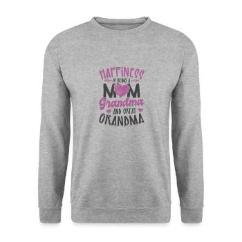 Happiness is mom grandma and great-grandmother - Unisex Sweatshirt - salt & pepper - Front - Alina (178cm) & Michal (187cm)