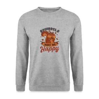 Squirrel Make Me Happy Ladies Squirrel - Unisex Sweatshirt - salt & pepper - Front - Alina (178cm) & Michal (187cm)