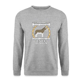 MUSS IMMER AN ESEL DENKEN - Unisex Pullover - Weißgrau meliert - Vorne - Alina (178cm) & Michal (187cm)