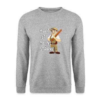 ZIMMERMANN HOLZ IST MEINE STÄRKE - Unisex Pullover - Weißgrau meliert - Vorne - Alina (178cm) & Michal (187cm)
